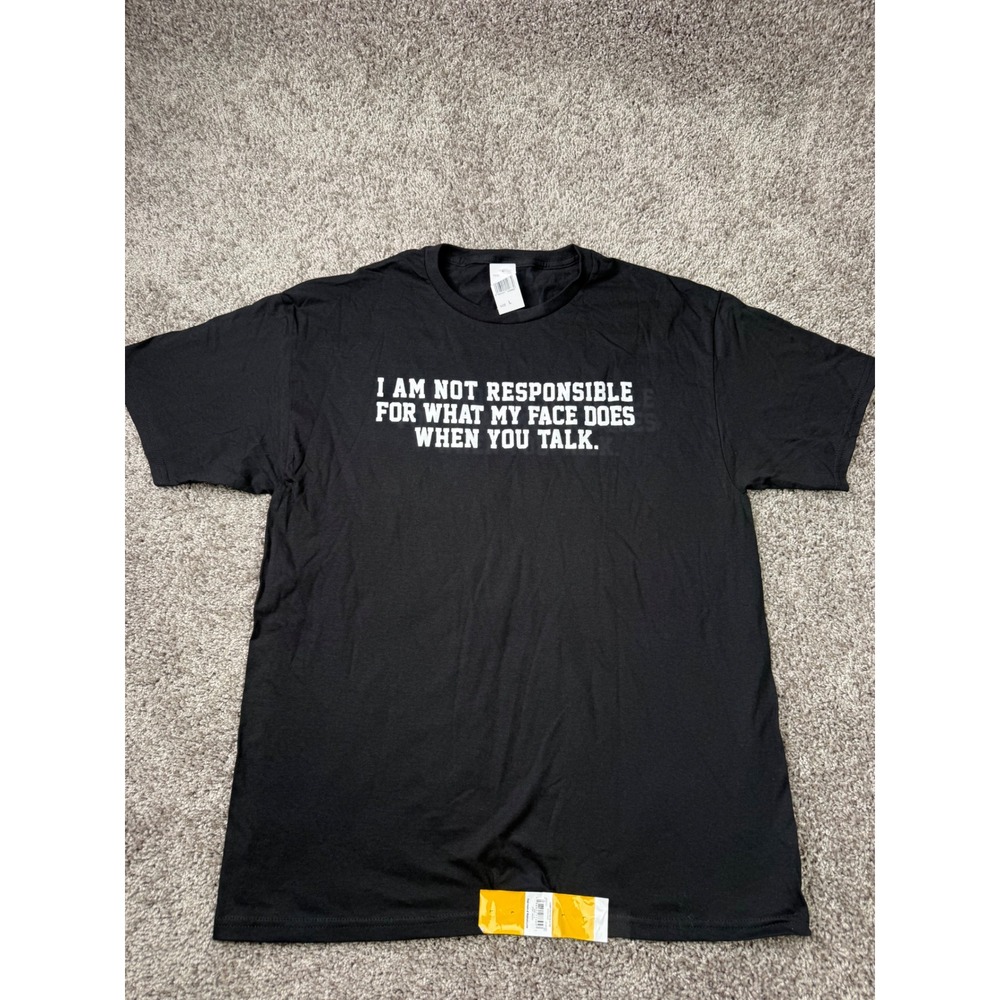 Fruit of the Loom Graphic Tee Large Black Sarcastic Quote T-Shirt NWT 73732